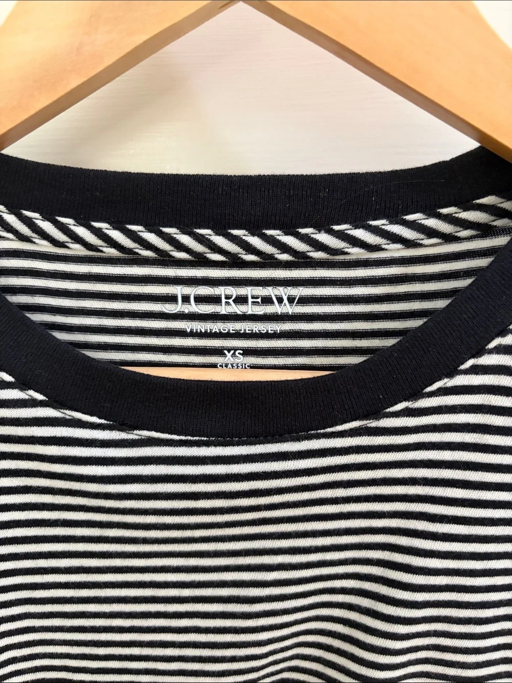 J Crew Vintage Jersey Classic Striped Black & White Crewneck T-Shirt